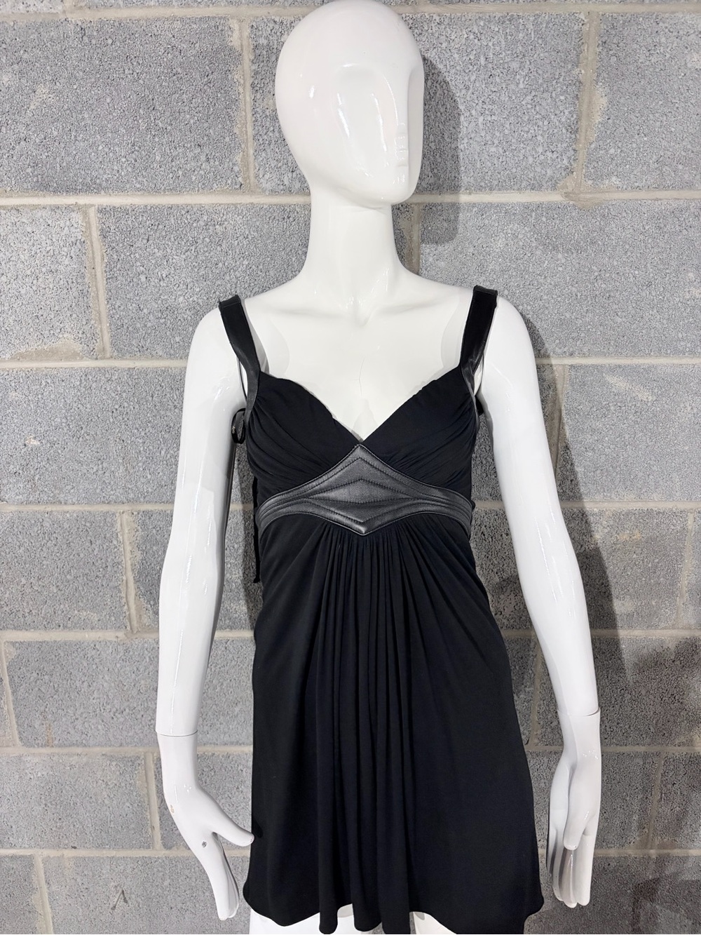 SKY Y2K Black Leather Trim Corset Mini Dress XS